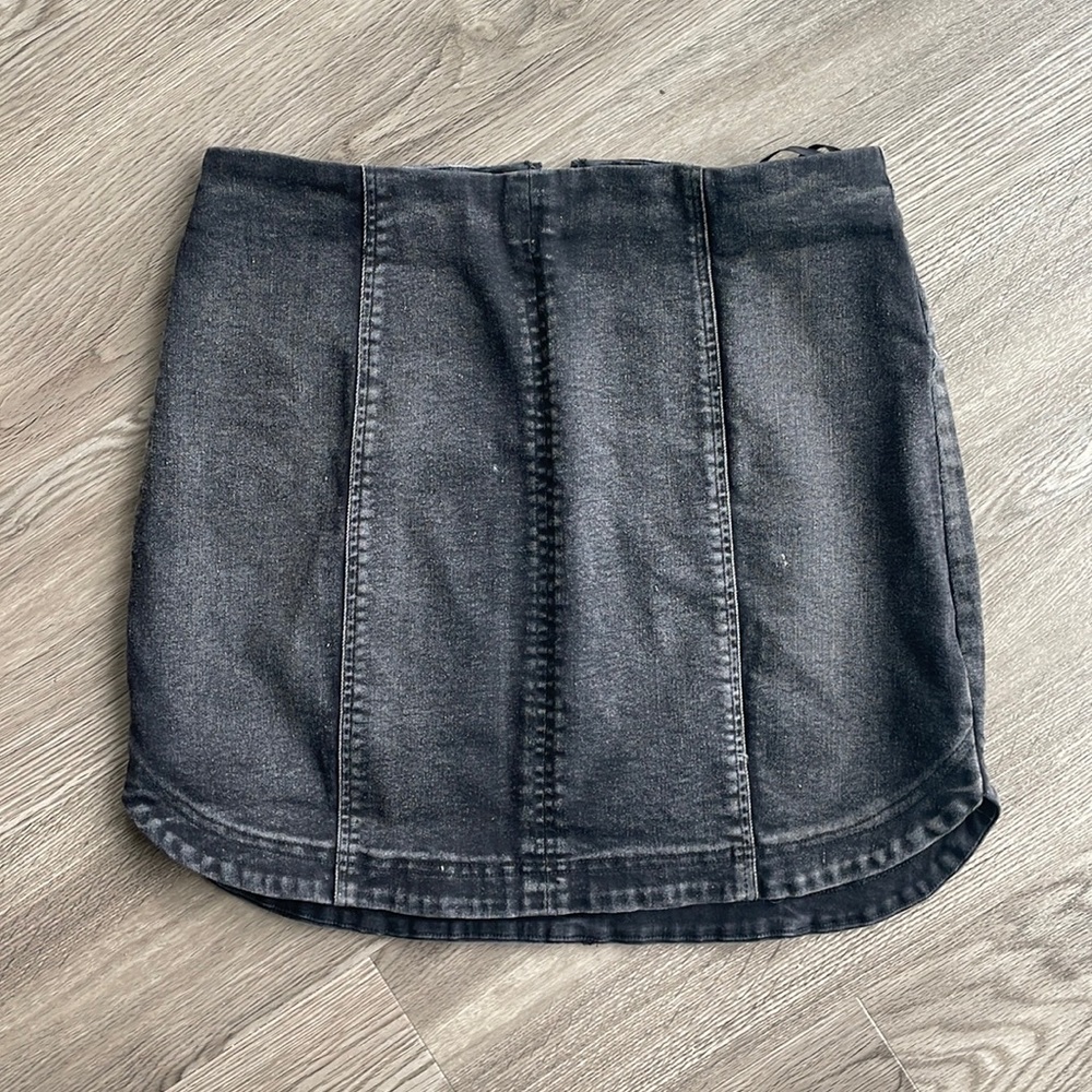 Wild Honey Black Denim Mini Skirt